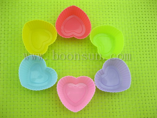 silicone heart shape muffin cake cup